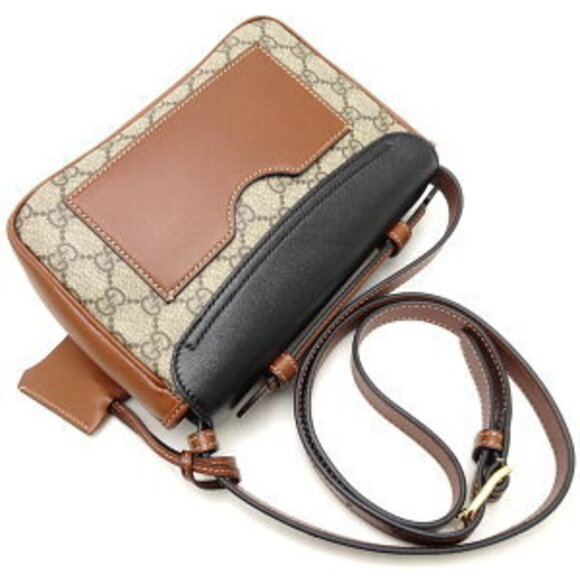 Gucci Shoulder Bag Padlock GG Supreme Canvas Calfskin Beige Black Brown - Picture 3 of 10